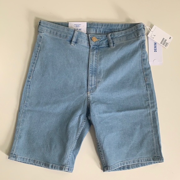 H&M Pants - New H&M High Waist Slim Fit Light Denim Bermuda Shorts